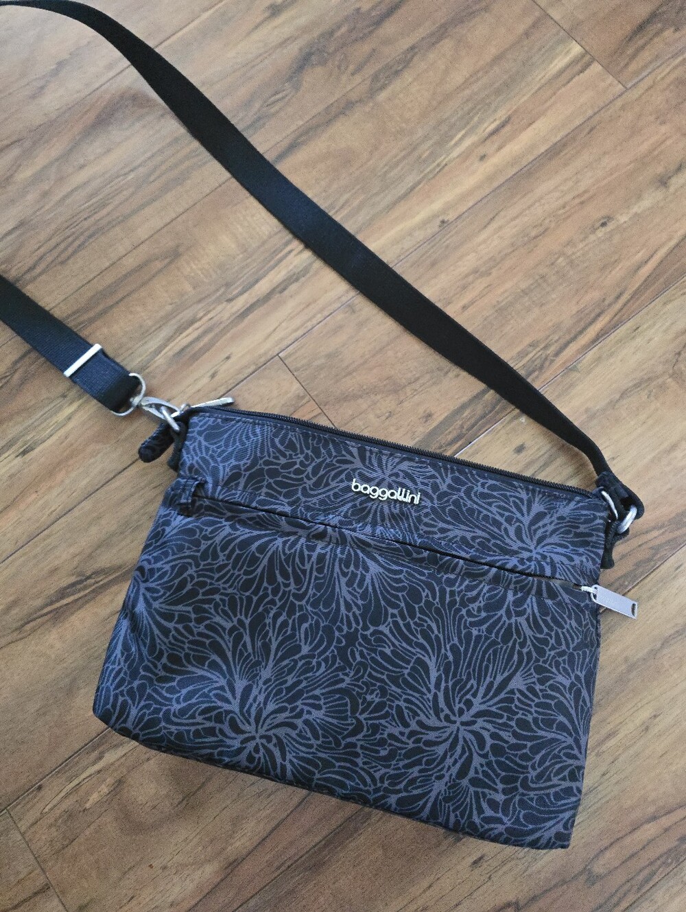 baggallini Women's SecurtexAnti-Theft Memento Crossbody Bag -Midnight Blossom
